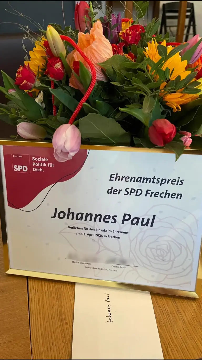 SPD Frechen verleiht Ehrenamtspreis an Johannes Paul 1 Ehrenamtspreis2025
